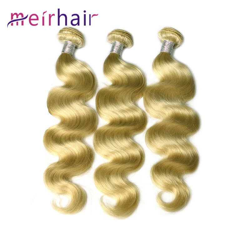 613 Platinum Blonde Human Hair Weft-GH01